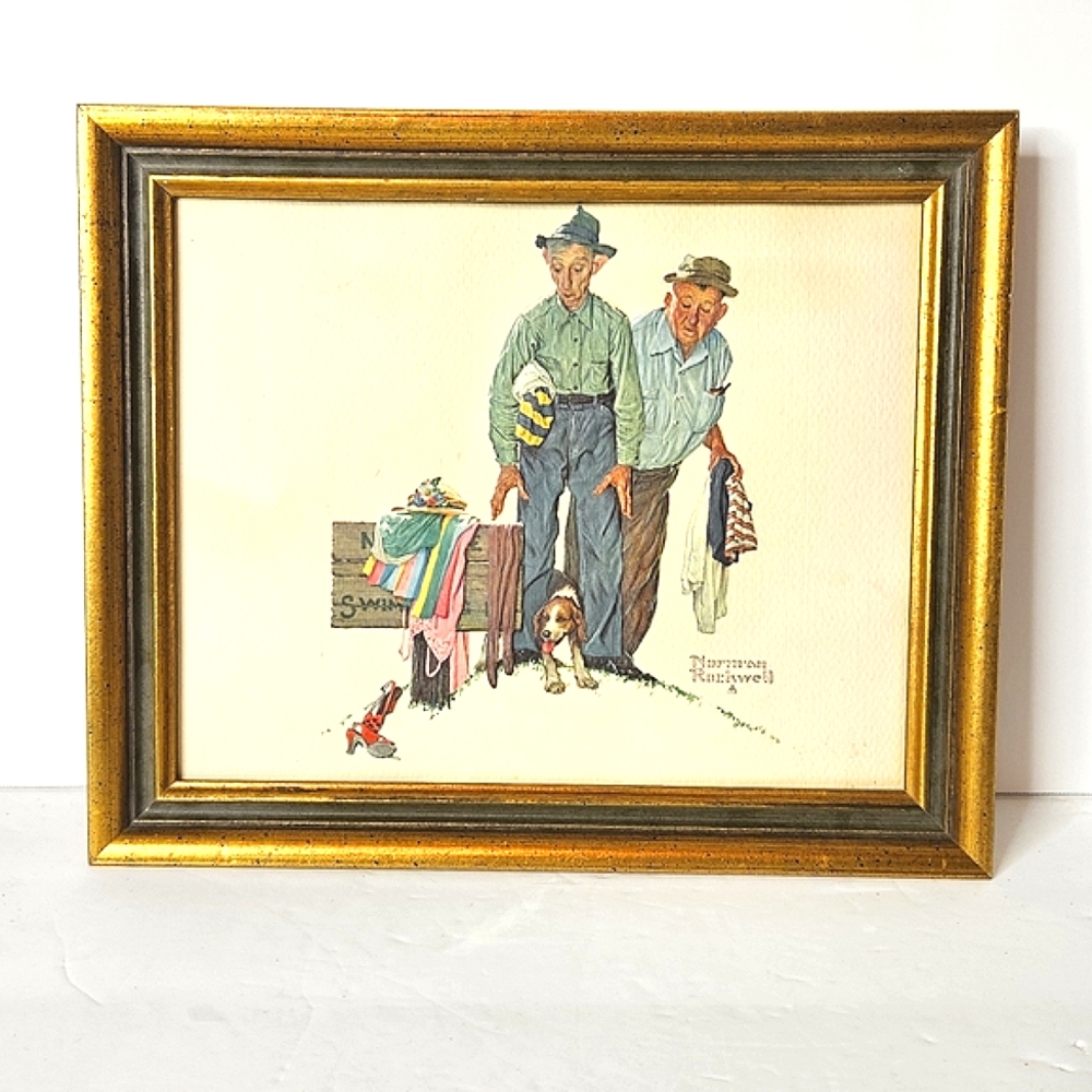 Vintage Norman Rockwell Embossed Print "Old Timer" Series